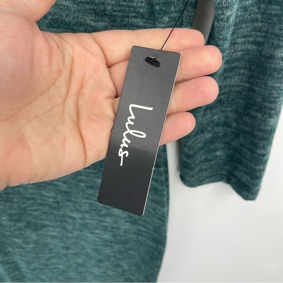 Lulu’s Chic Dark Green Modern Marl Bodycon Midi Dress Knit 3/4 Sleeve sz M - Picture 4 of 10